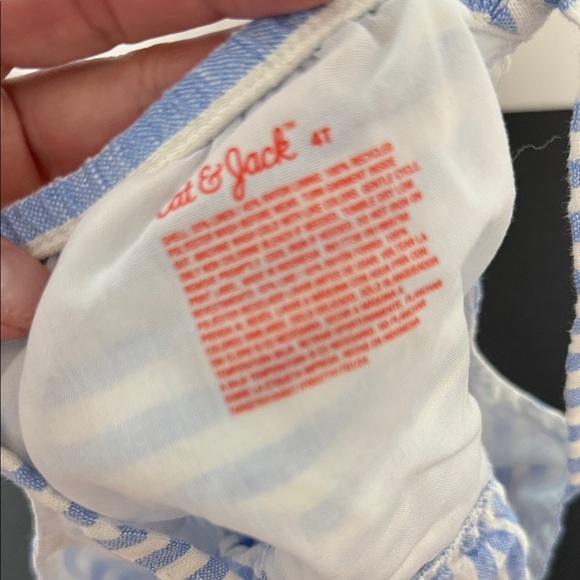 Striped Blue and White Kids Ruffle Top - Picture 2 of 2